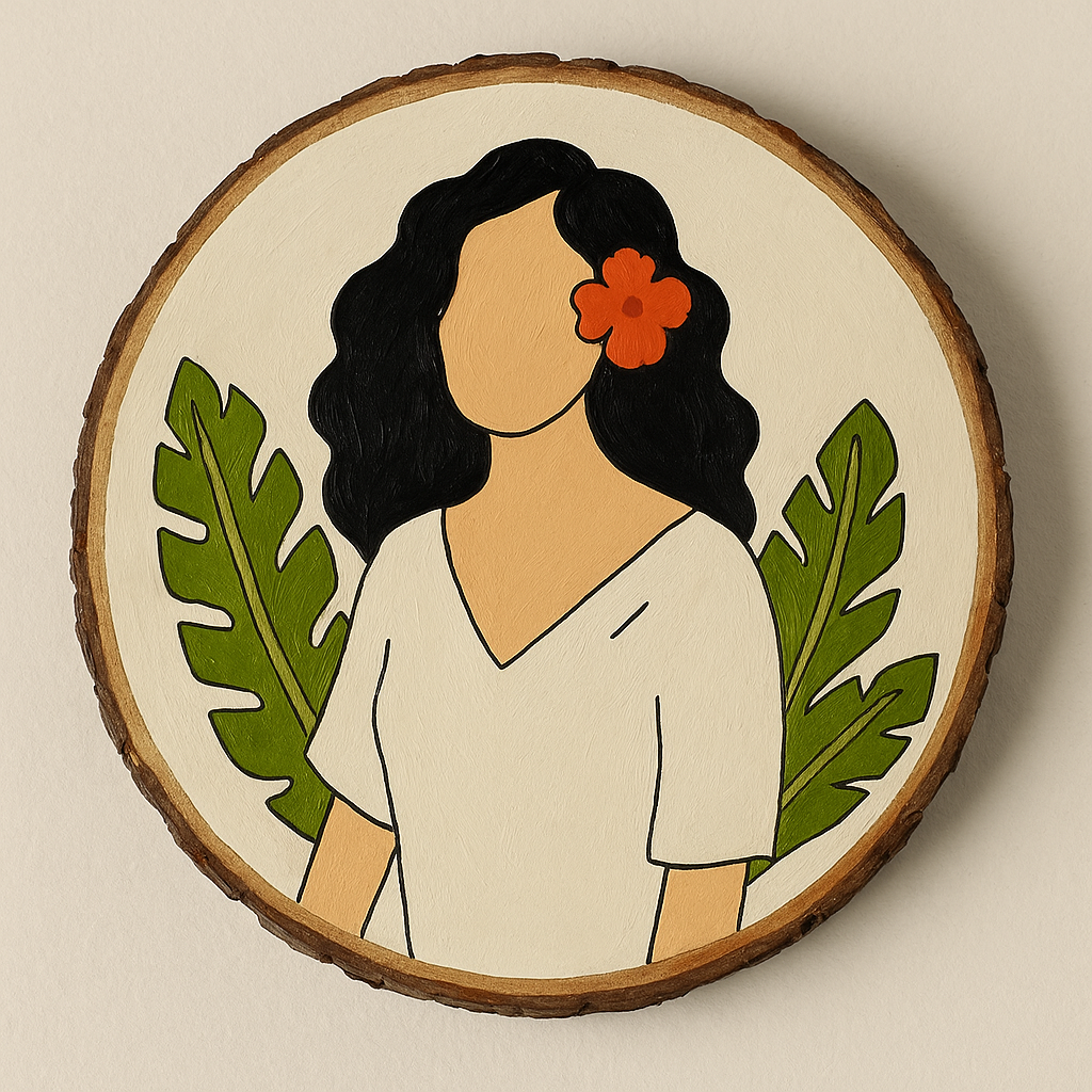 Plant lady wooden slice