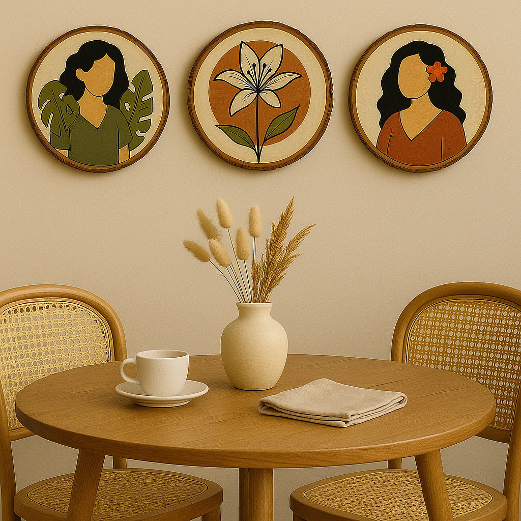 Hand painted wooden slices