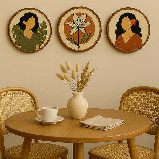 Hand painted wooden slices